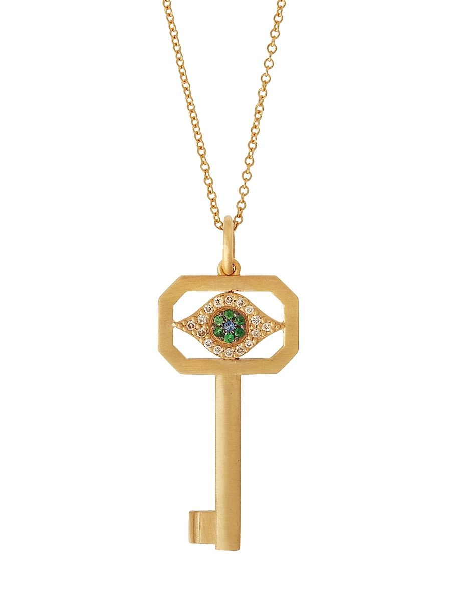 Women's Evil Eye 18K Yellow Gold & Multi-Stone Key Pendant - Yellow Gold