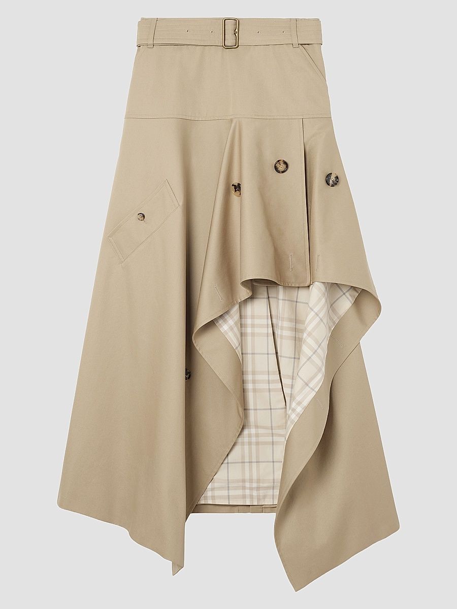 Women's Heather Gabardine Asymmetric Trench Maxi Skirt - Saltmarsh Beige - Size 14
