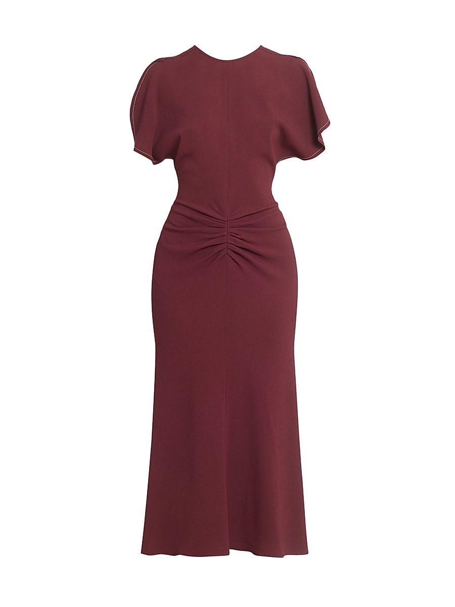 Women's Gathered Stretch Midi-Dress - Cinnabar Red - Size 0