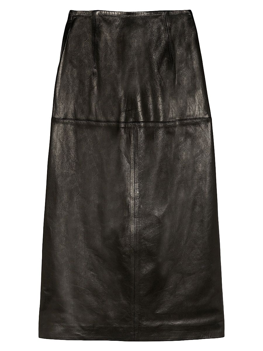 Women's Maha Leather Midi-Skirt - Black - Size Medium