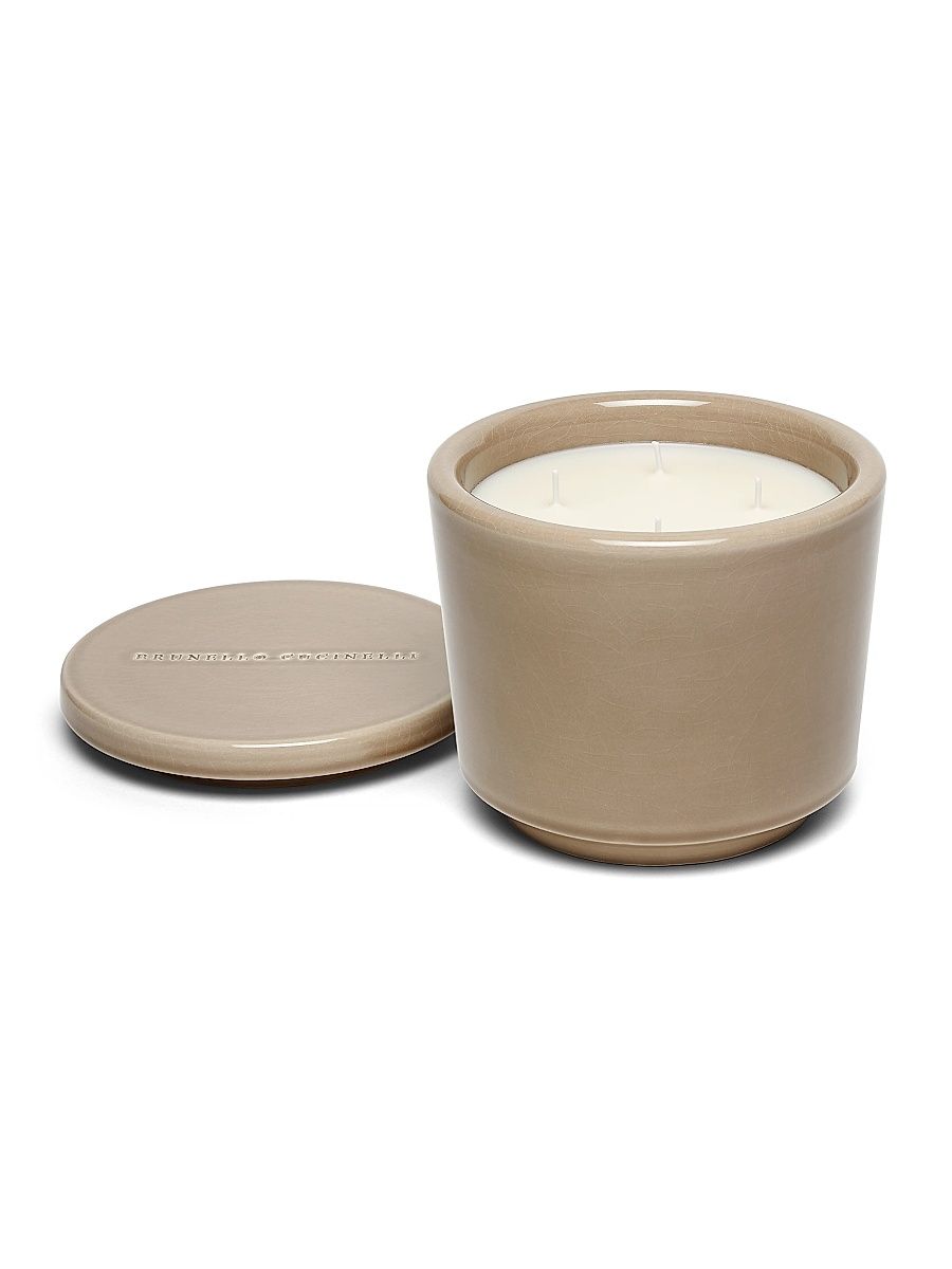 Maxi Scented Candle in Craquelé Ceramic - Mud
