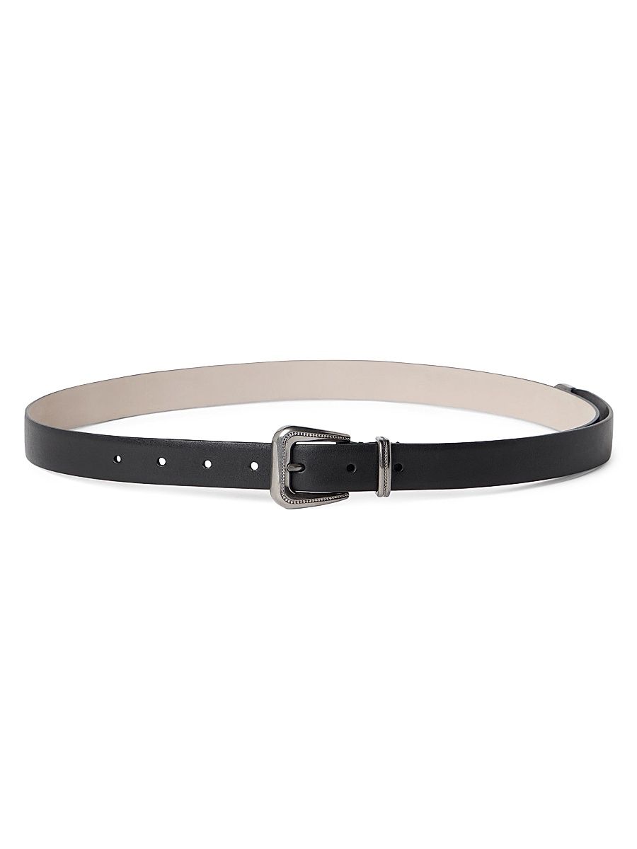 Women's Cowhide Belt with Monili - Black - Size Medium