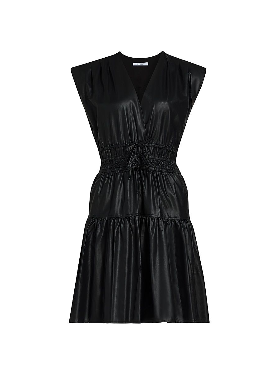 Women's Tora Faux-Leather Tie-Waist Minidress - Black - Size 14