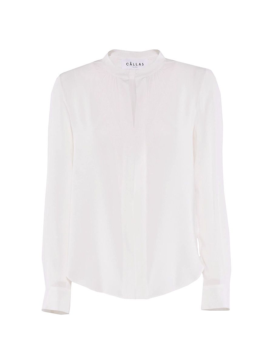 Women's Olympia Long Sleeve Silk Top - Ivory - Size 14