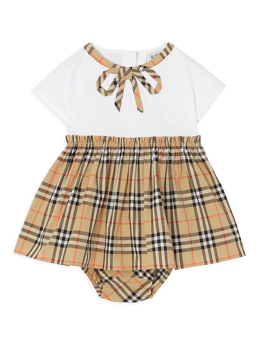 Baby Girl's Check Dress & Bloomers Set - White - Size 9 Months