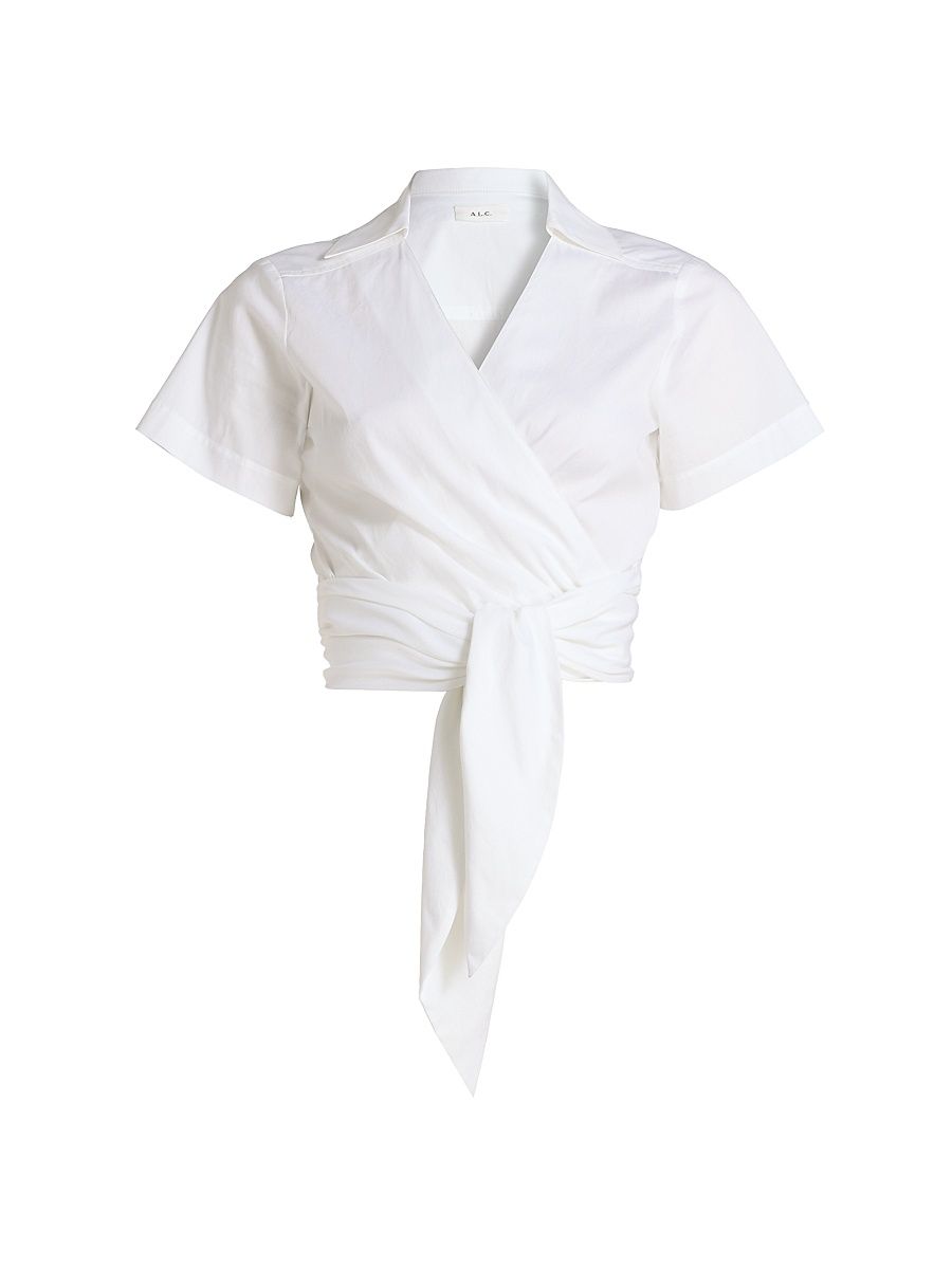 Women's Brielle Cotton Wrap Top - White - Size 14