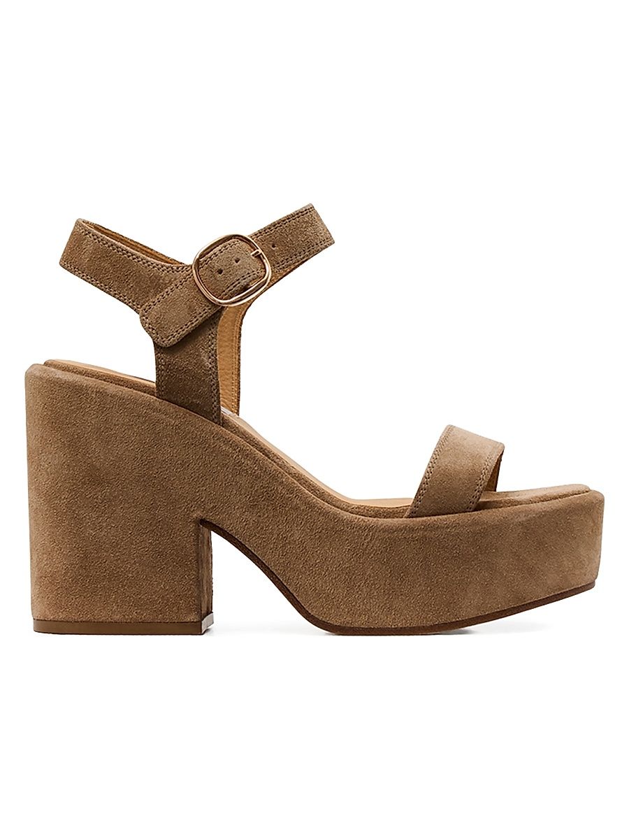 Women's Iman 110MM Suede Platform Sandals - Sand - Size 12