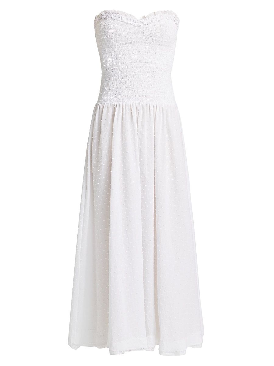 Women's Cory Cotton Smocked Bandeau Midi-Dress - White - Size XS