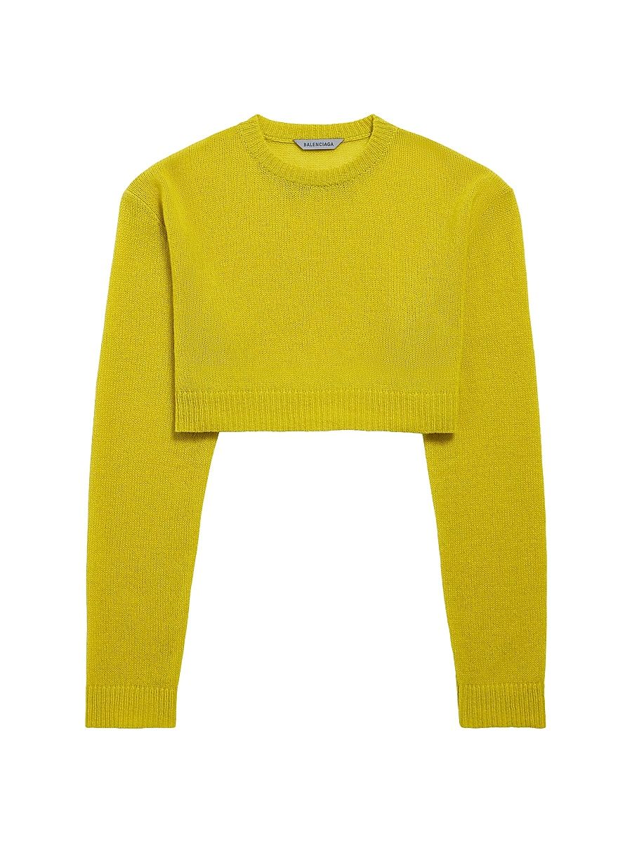 Women's Cropped Crewneck Sweater - Dark Yellow - Size Medium
