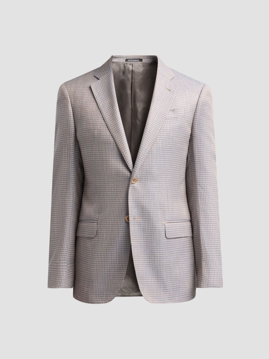 Emporio Armani Men's Houndstooth Single-Breasted Sport Coat - Solid Aqua Turquoise - Size 50