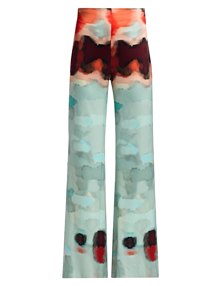Women's Andie Dyed Wide-Leg Pants - Aqua Water - Size Large