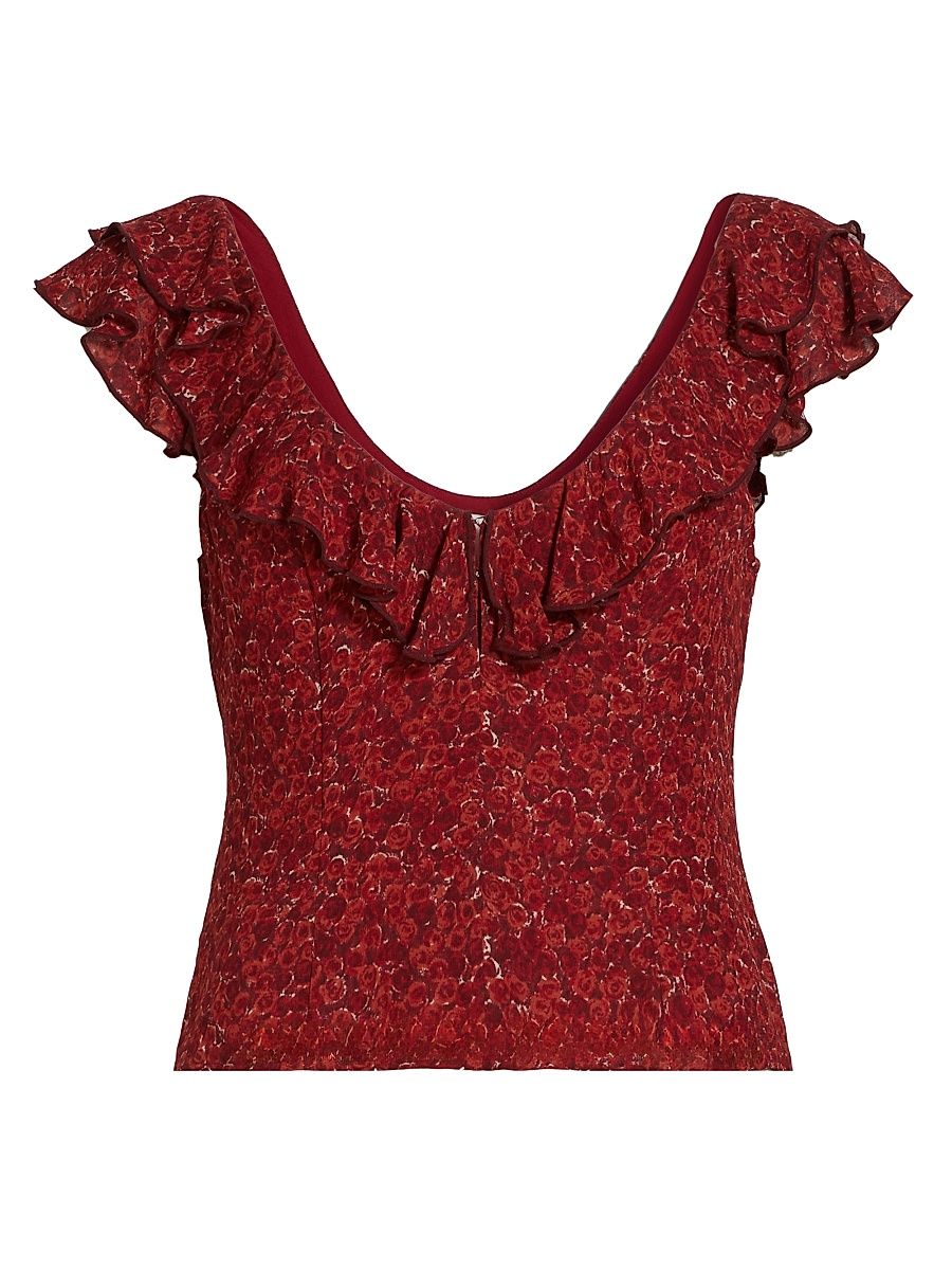 Women's Cala Floral Georgette Ruffle Top - Roseanne - Size 12