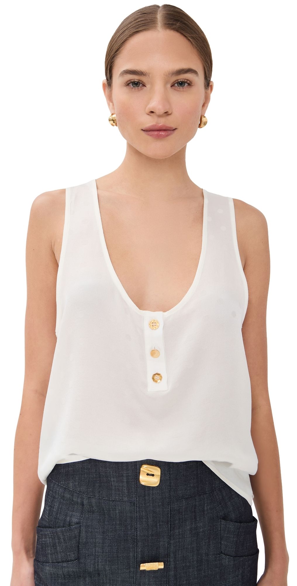 FRANÇOISE Poppy Tank Polka Dot White And White 40