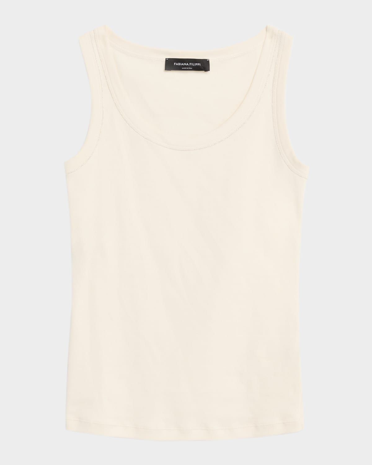 Shimmer-Trim Ribbed Jersey Tank Top