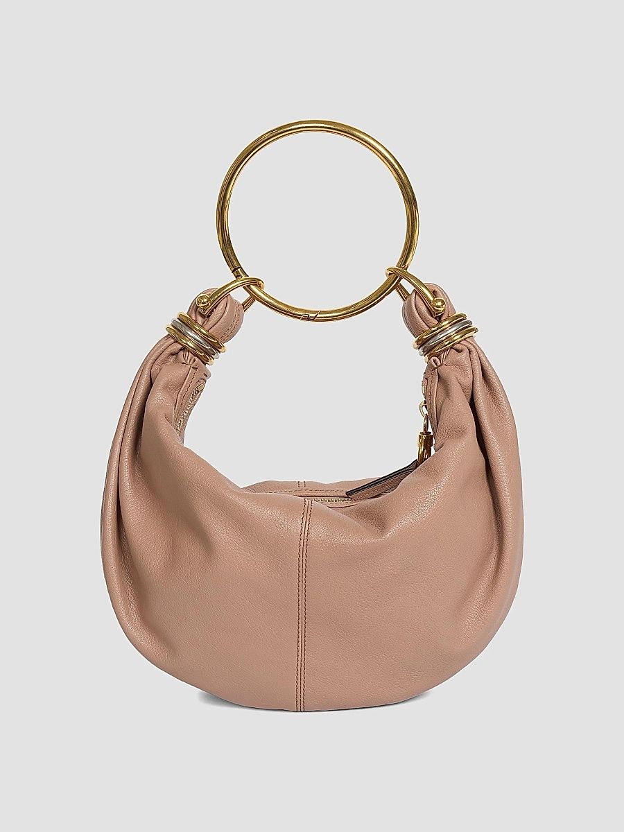 Women's Small Bracelet Grained Leather Hobo Bag - Woodrose