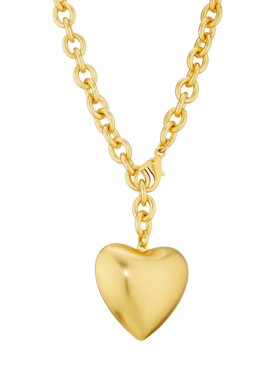 Women's Heart & Soul Goldtone Long Pendant Necklace - Semi Shiny Gold