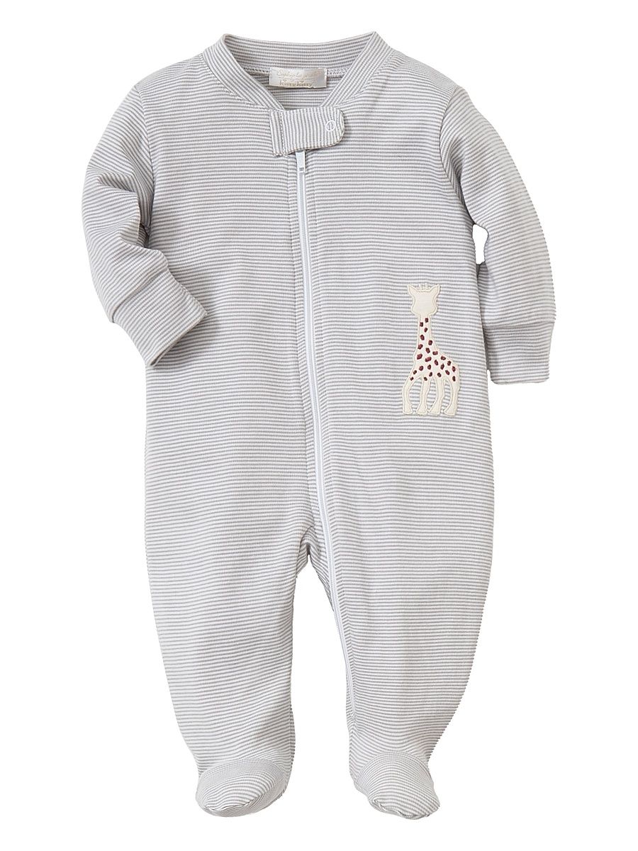 Baby's Sophie Striped Cotton Pajama Footie - Grey - Size Newborn