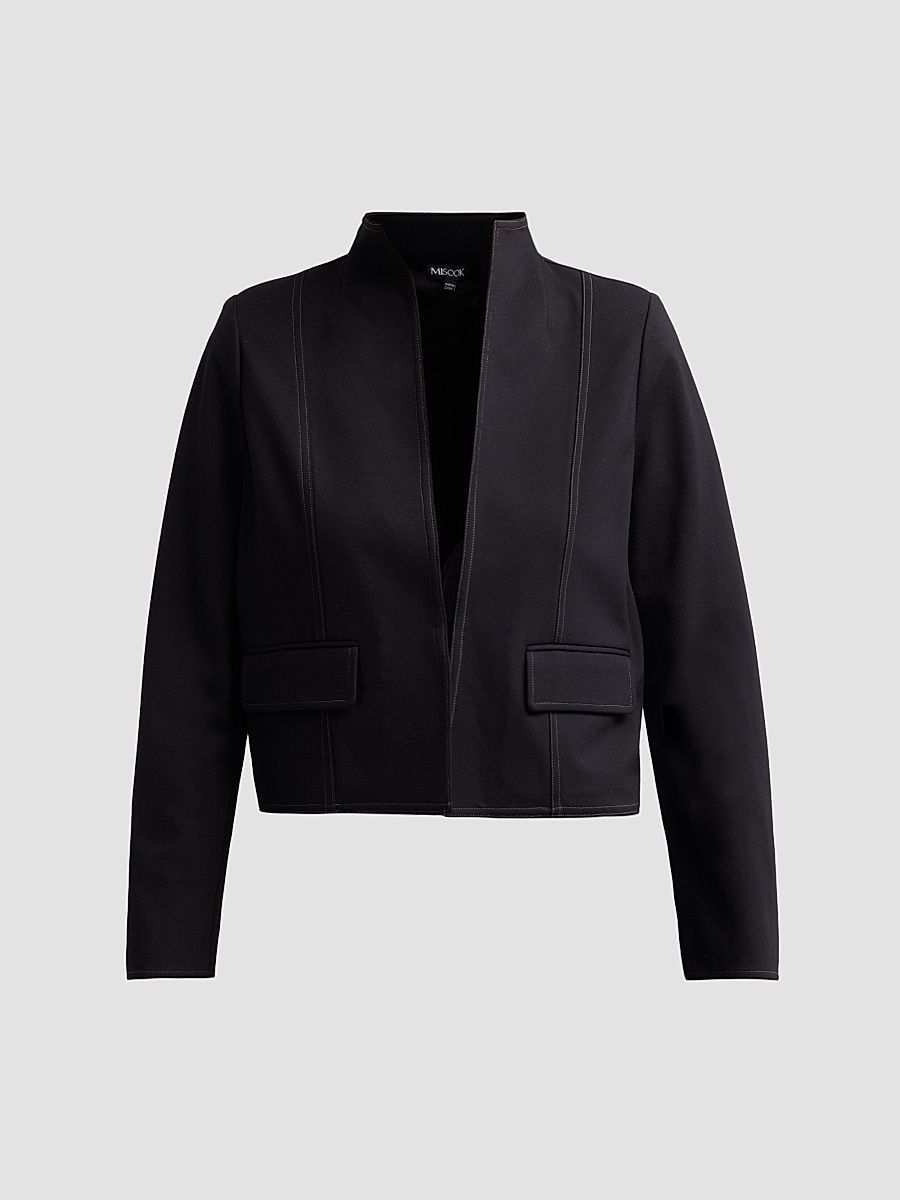 Women's Ponte Contrast Stitch Jacket - Black Charmeuse - Size Small