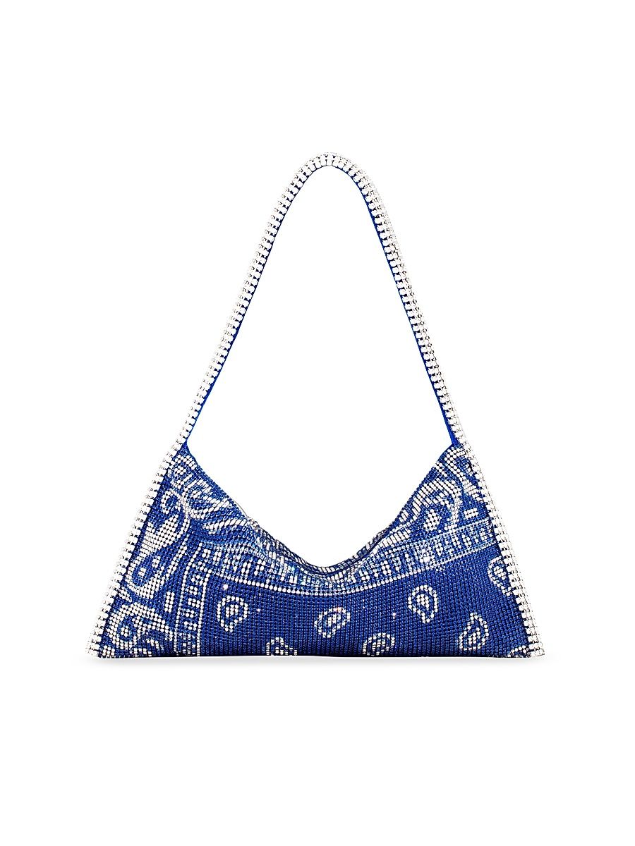 Women's Your Best Friend La Grande Crystal Metal Shoulder Bag - Blue Bandana