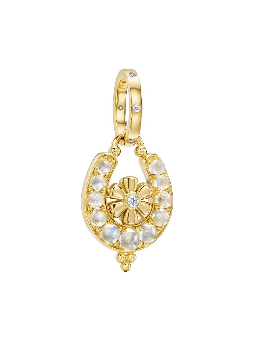 Women's Florence86 Horseshoe 18K Yellow Gold, Blue Moonstone & 0.12 TCW Diamond Pendant - Yellow Gold