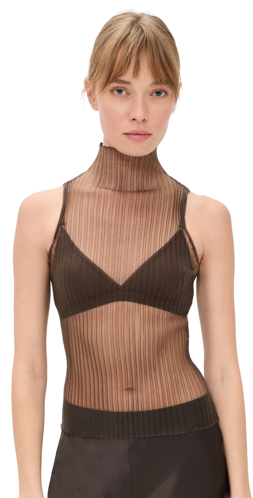 Aisling Camps Sleeveless Modern Mist Turtleneck Top Smoke XL