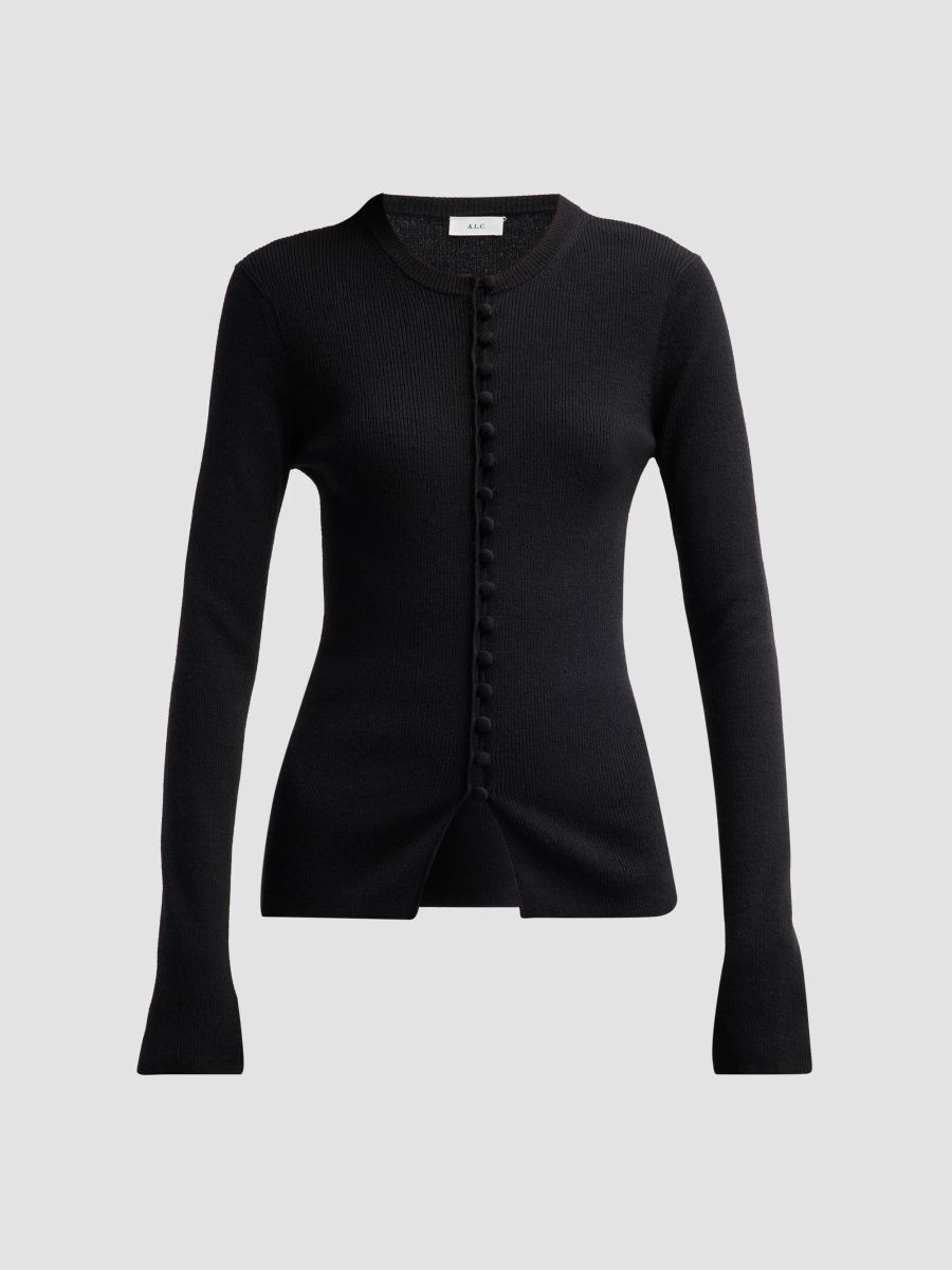 A. L.C. Women's Tess Virgin Wool Cardigan - Black - Size XL