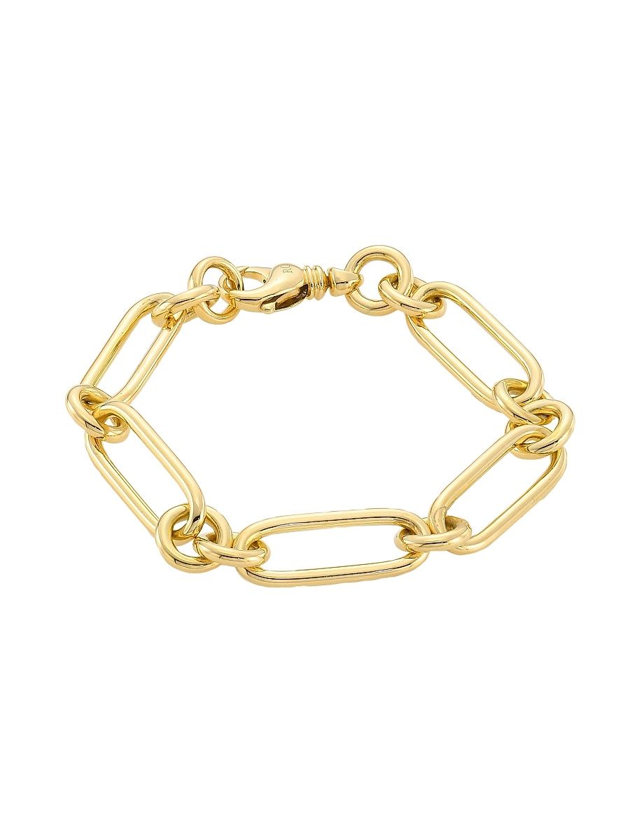 Women's 18K Yellow Gold Paper Clip Chain Bracelet - Yellow Gold - Size 7