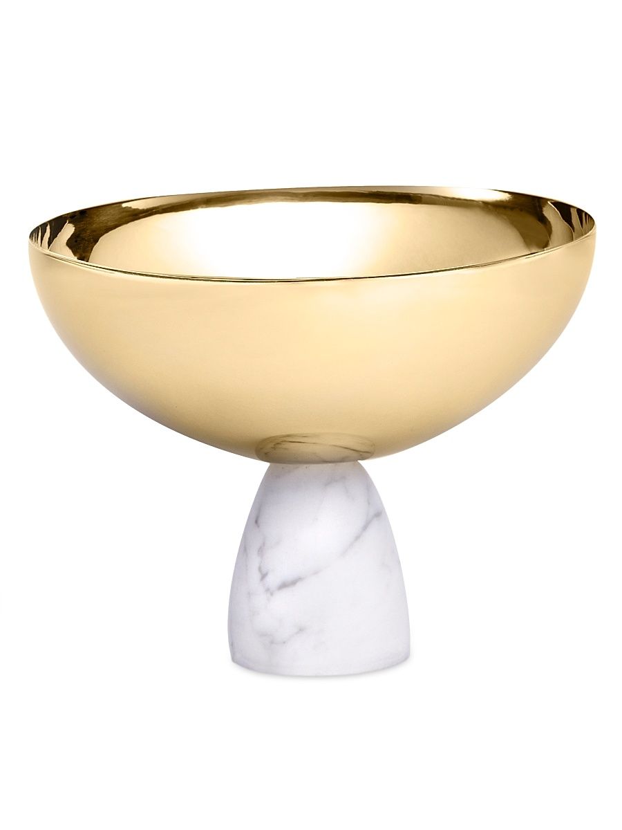 Coluna Carrara Marble & Steel Nut Bowl - Gold