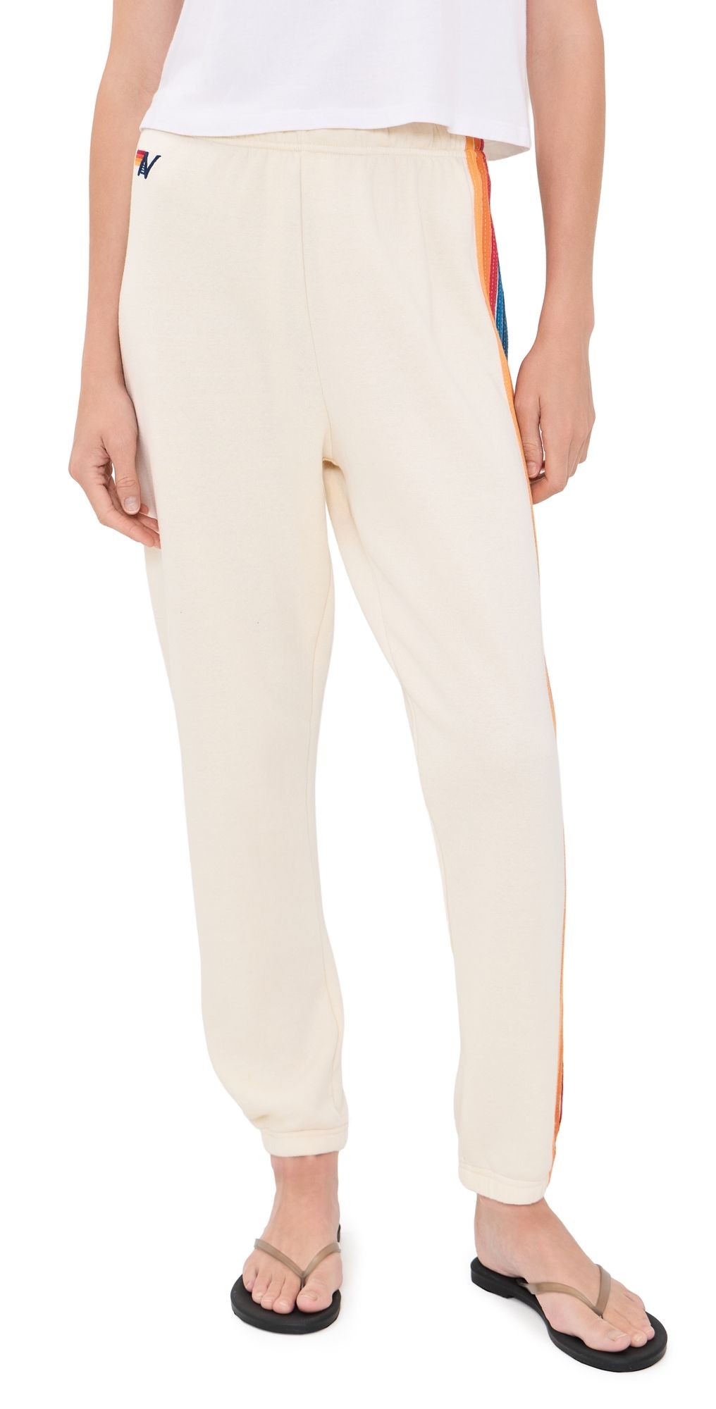 Aviator Nation 5 Stripe Sweatpants Vintage White L
