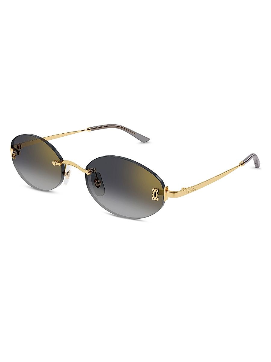 Women's Double C 55MM Oval Sunglasses - Gold Black