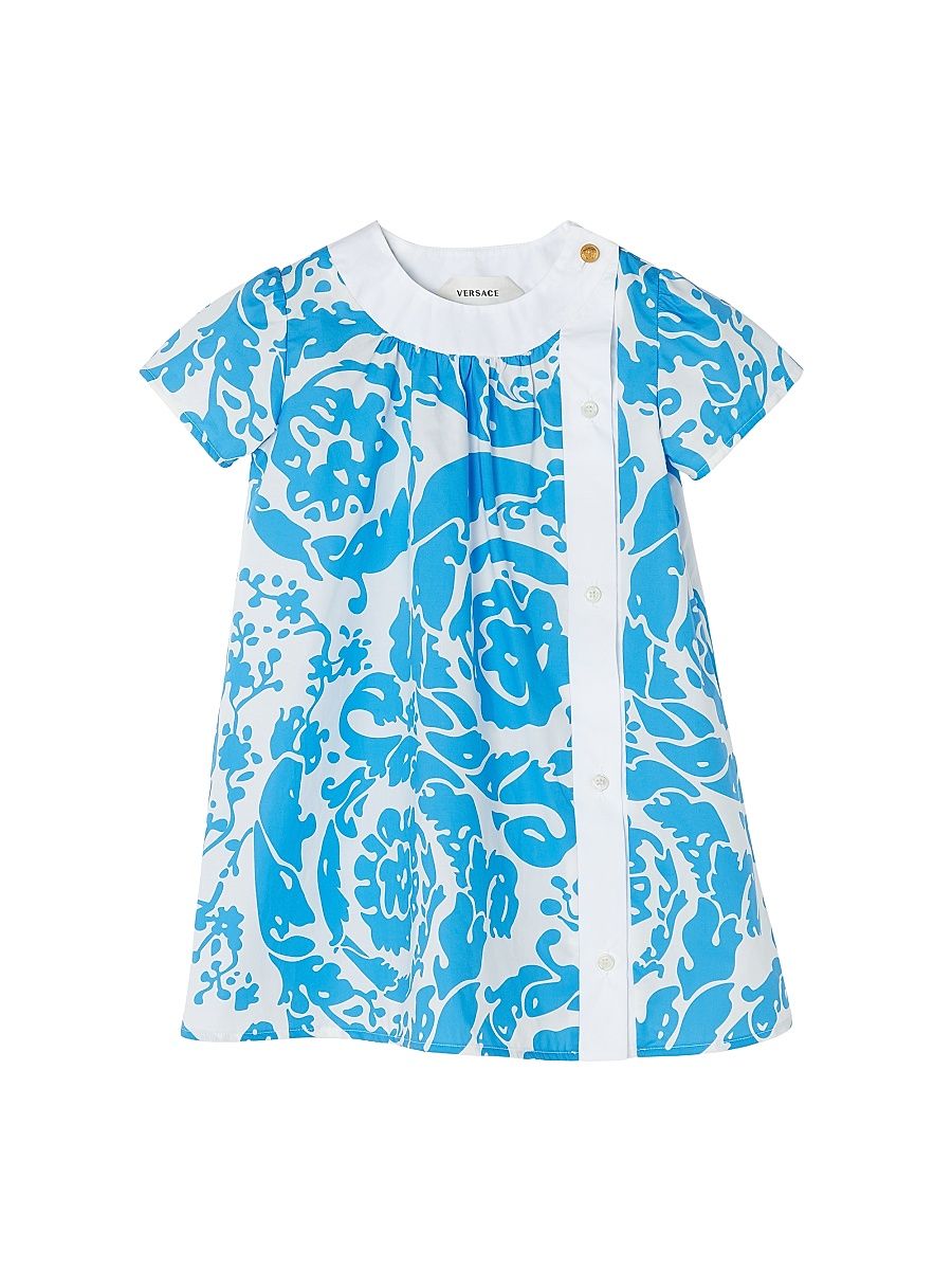 Baby Girl's & Little Girl's Barocco-Print Cotton Poplin Dress - Azure Blue - Size 3