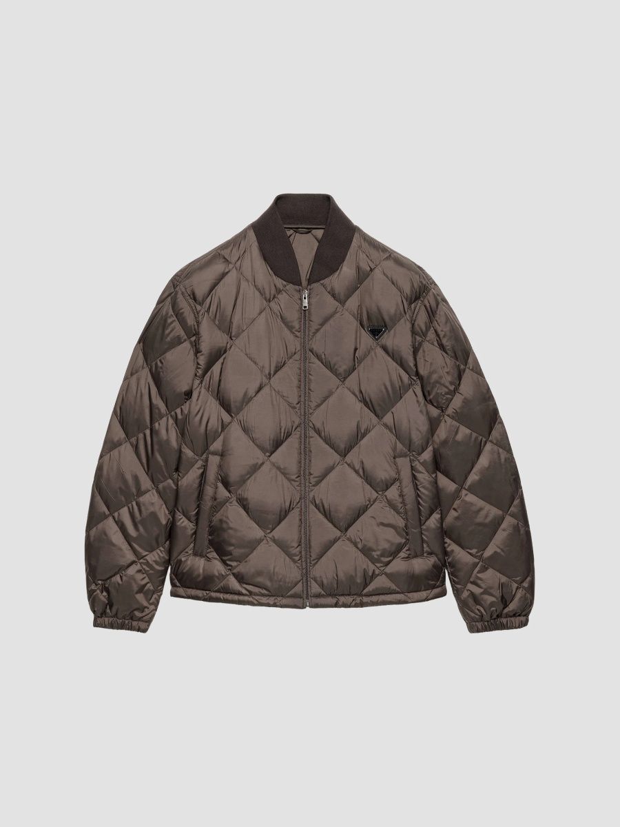 Prada Men's Short Technical Fabric Down Jacket - Brown - Size XXXL