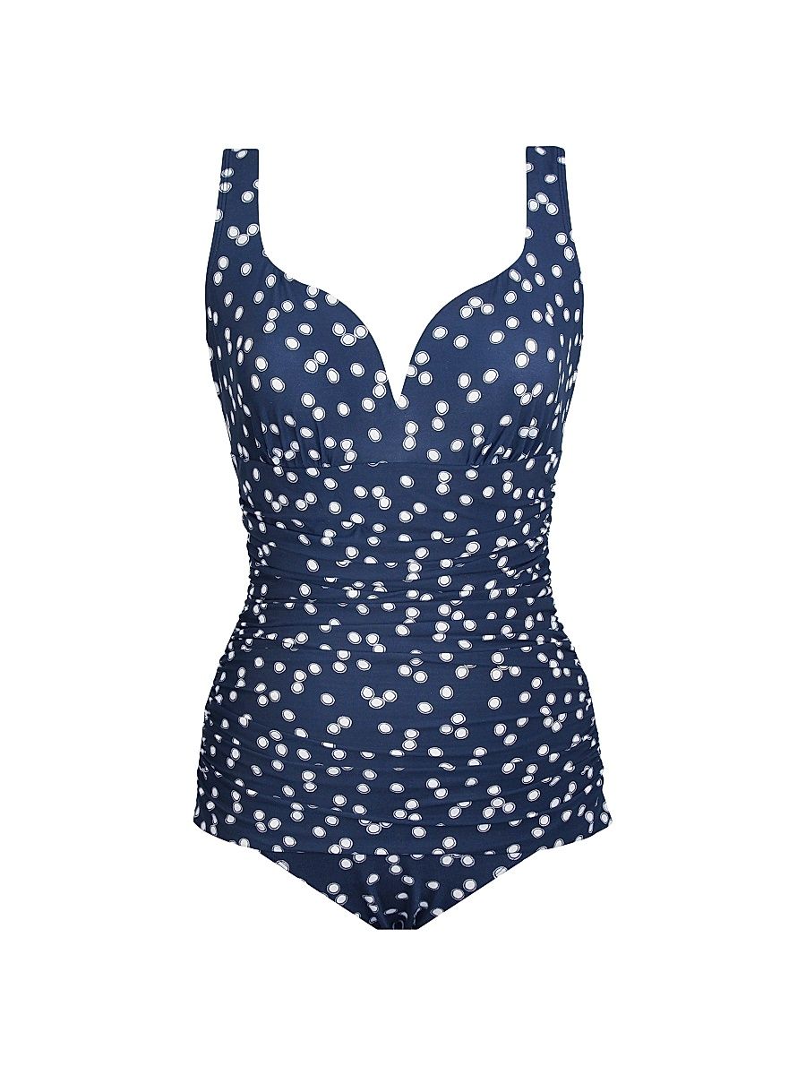 Women's Luminare Cherie Polka Dot One-Piece Swimsuit - Midnght Blue - Size 8