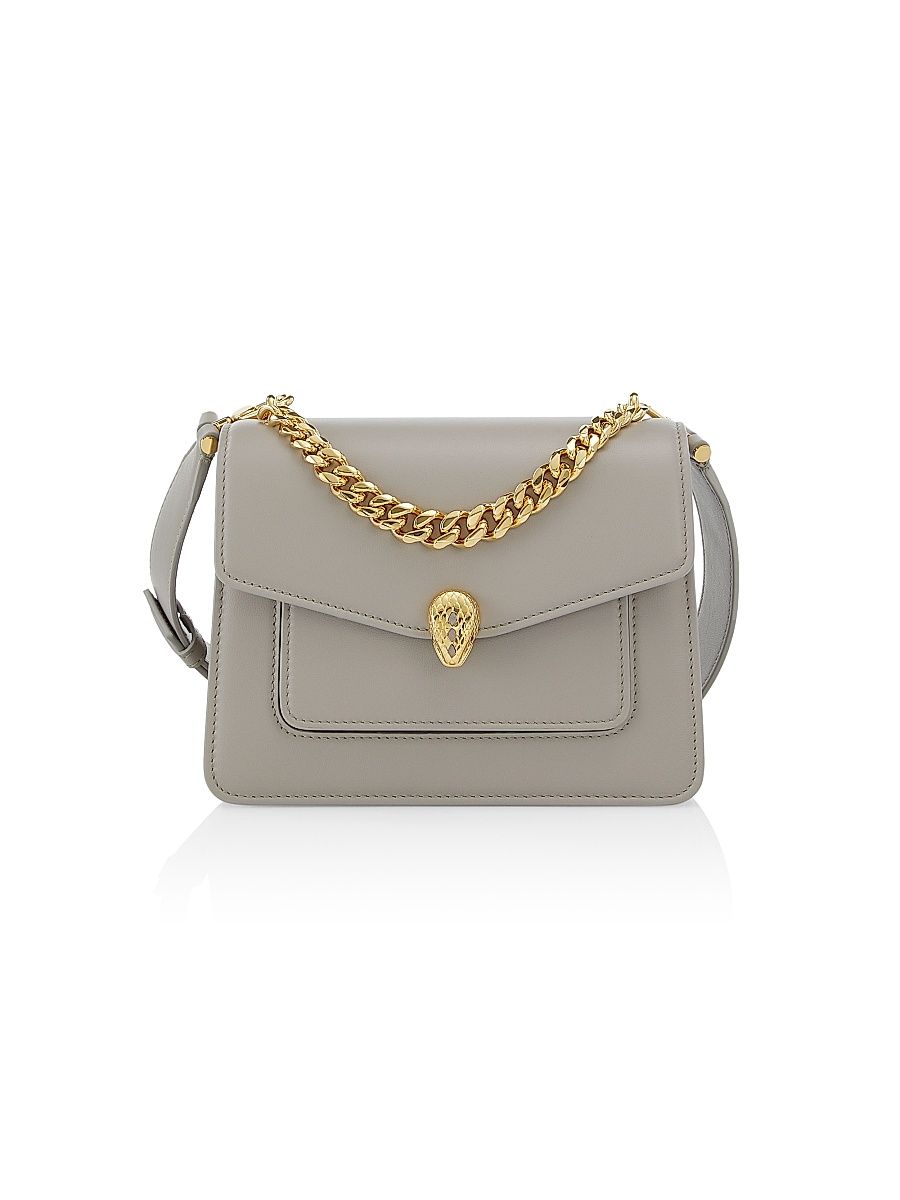 Women's Maxi Serpenti Leather Chain Crossbody Bag - Foggy Opal