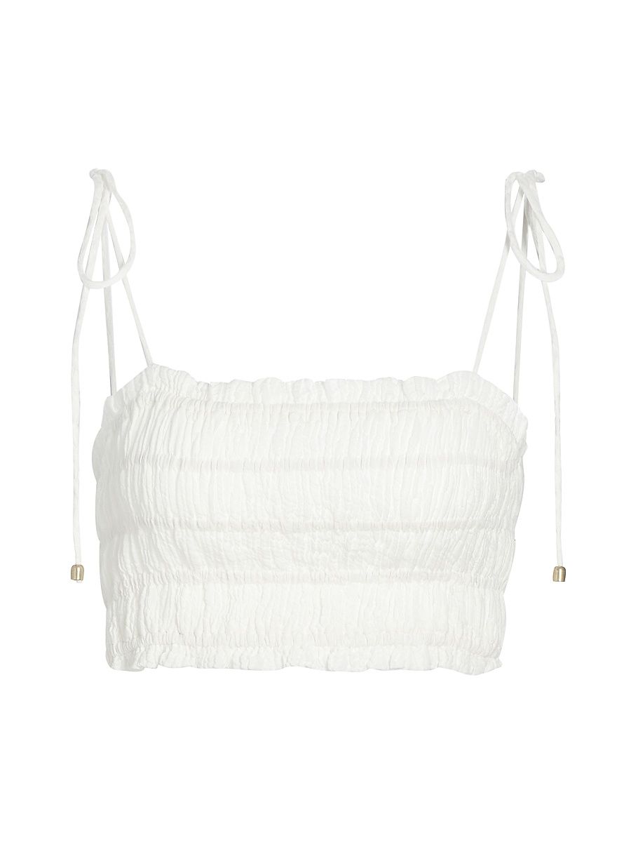 Women's Nora Smocked Crop Top - Coconut - Size XXL