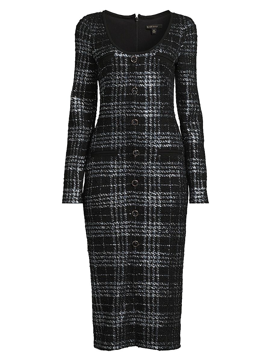 Women's Mae Metallic Plaid Midi-Dress - Carbon Class - Size 4