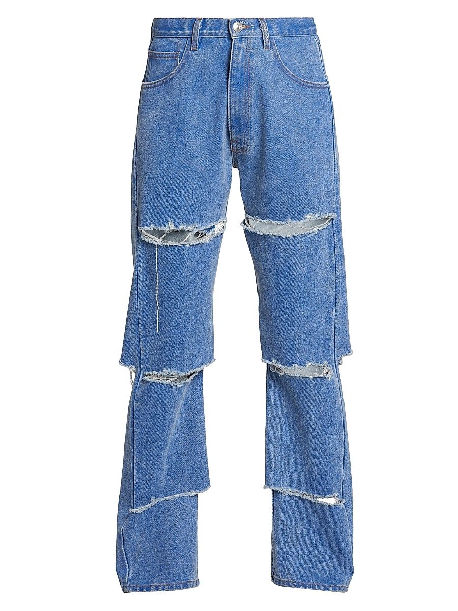 Women's Horizontal Slash Boyfriend Jeans - Cobalt - Size 8
