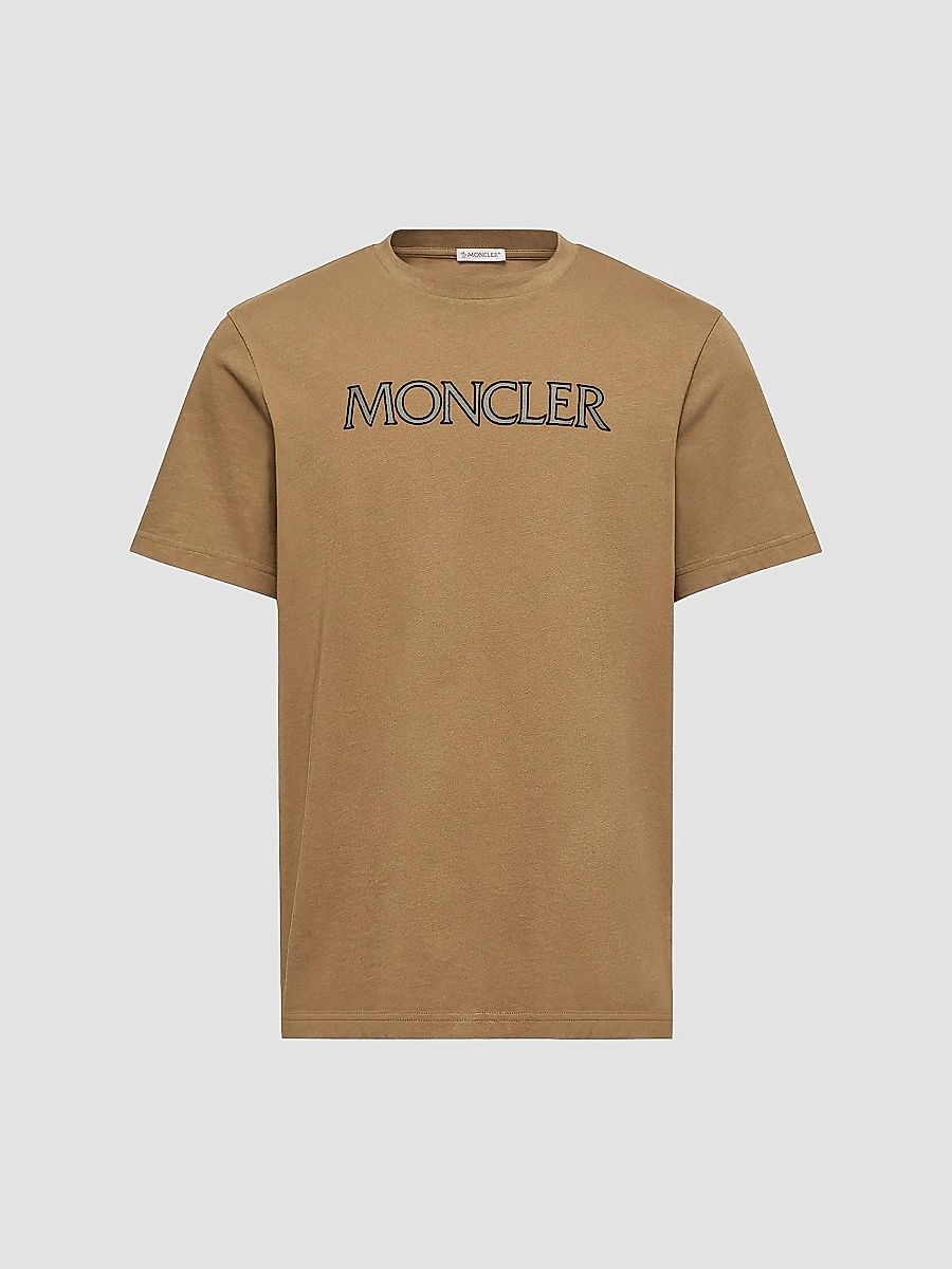 Moncler Men's Crew Neck T-Shirt in Cotton - Olive Green - Size XL
