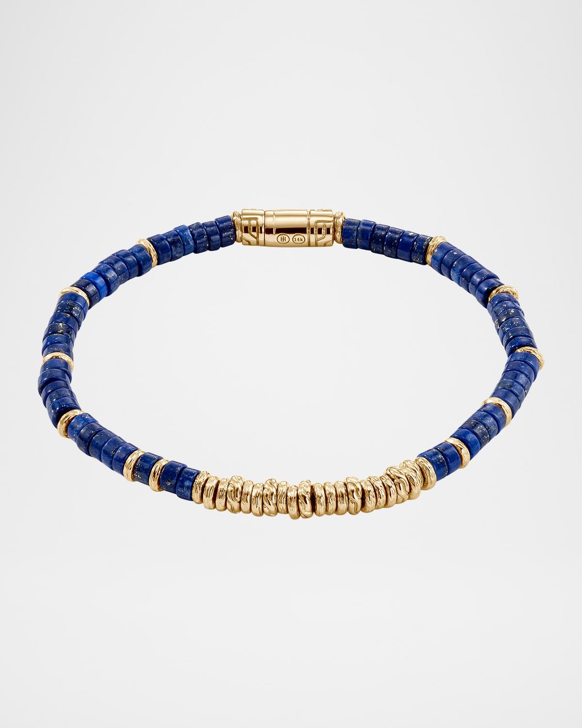 Men & apos;s Lapis Heishi Beaded Bracelet with 14K Gold, 4mm