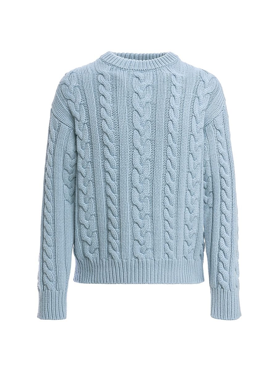Women's Cable-Knit Cashmere Crewneck Sweater - Malo Blue - Size Small
