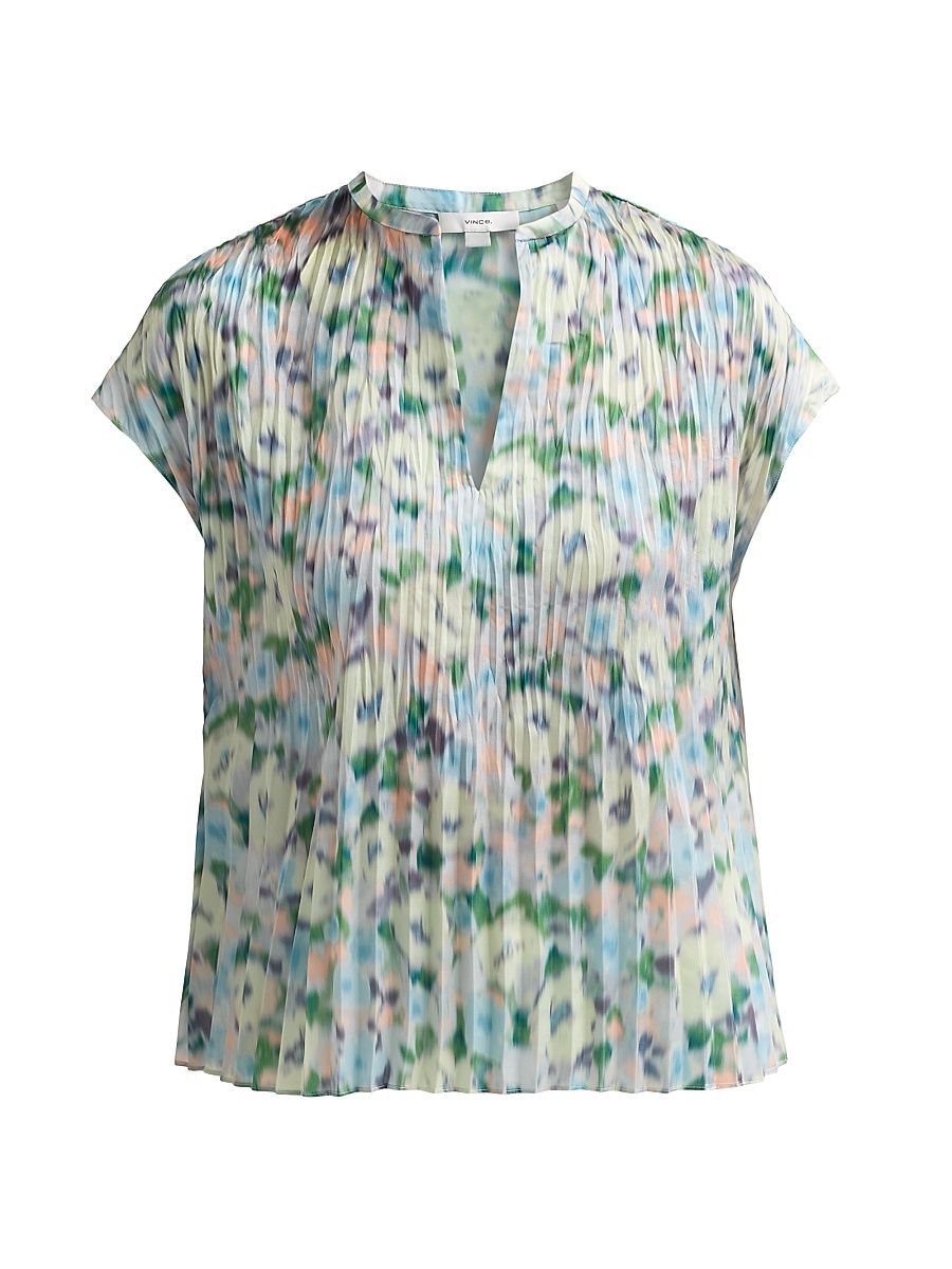 Women's Painted Garden Splitneck Top - Herb Petal - Size Large