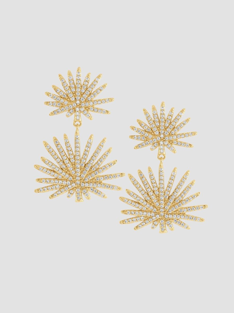 Anabel Aram Women's Palm 18K Gold-Plated Crystal Pave Double Fan Palm Earrings - Gold
