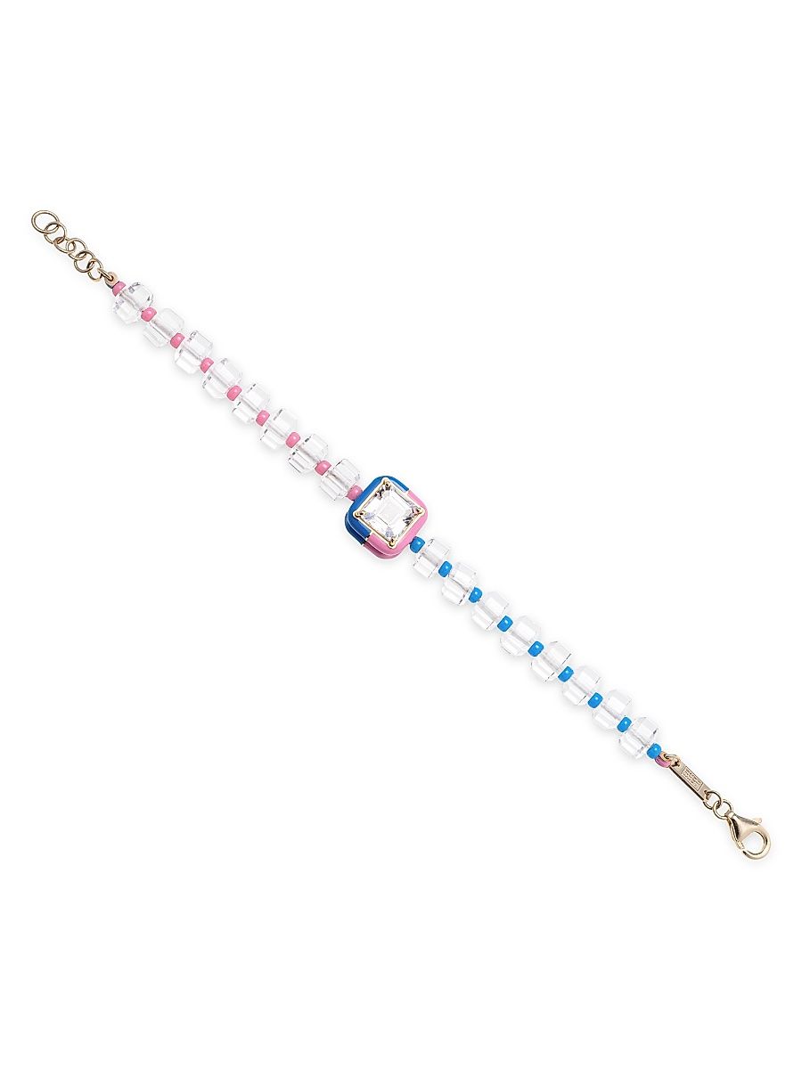 Women's B Color Goldtone Silver & Mixed-Media Beaded Bracelet - Pink