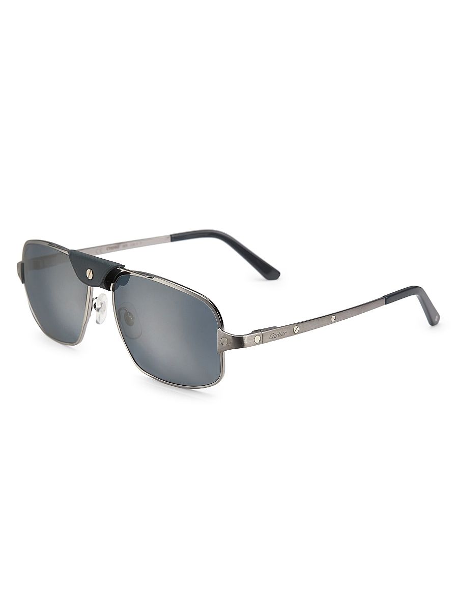 Men's Santos de Cartier 60MM Pilot Sunglasses - Grey