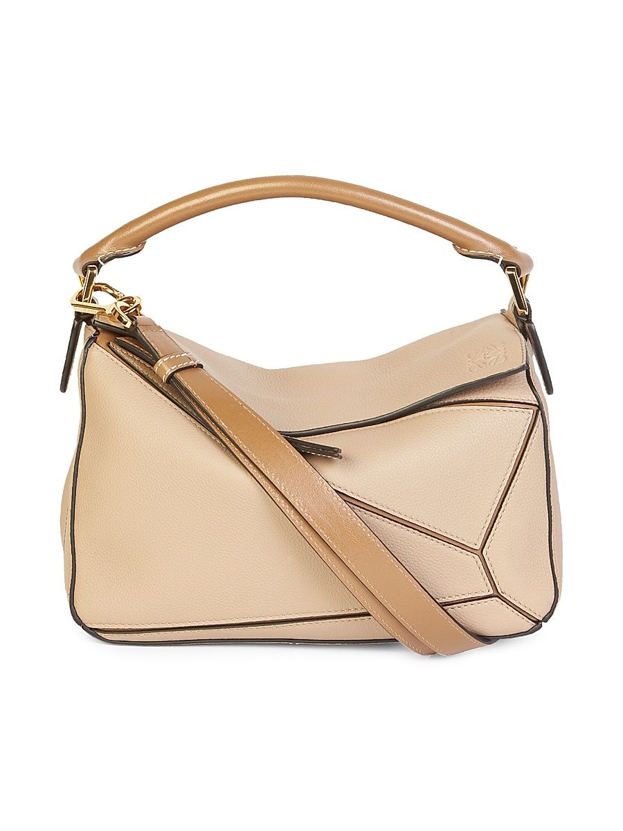Women's Small Puzzle Leather Bag - Sand