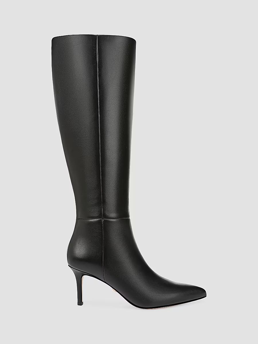 Women's Lisa 70MM Tall-Shaft Leather Boots - Black - Size 6.5