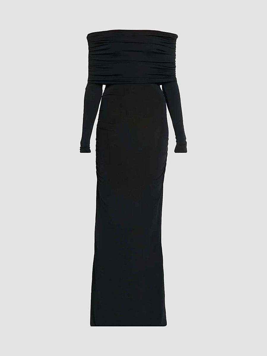 Women's Jersey Off-The-Shoulder Gown - Black - Size Large