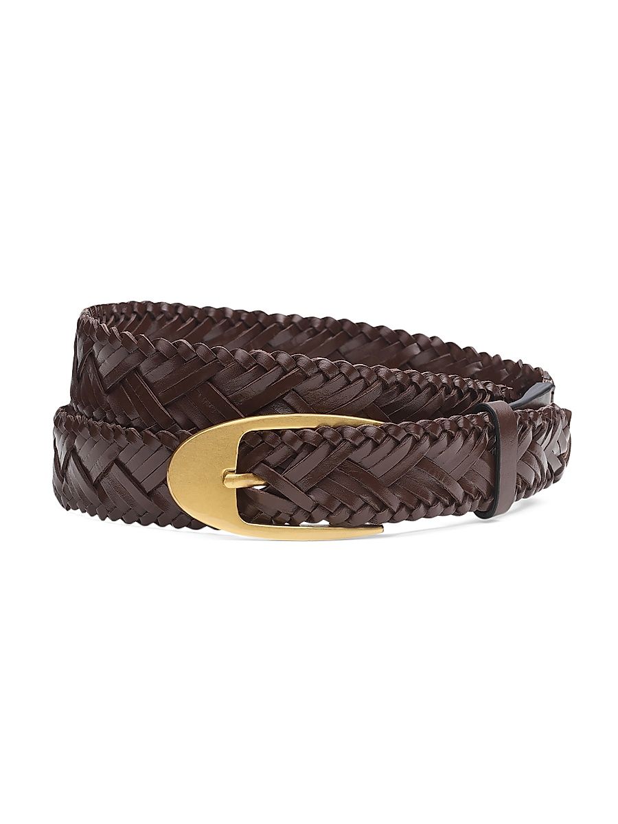 Women's Gemma Woven Leather Belt - Dark Espresso - Size Small