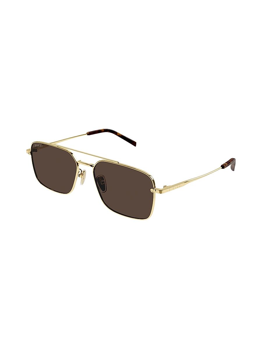 Men's Petit GG 58MM Aviator Sunglasses - Gold Brown