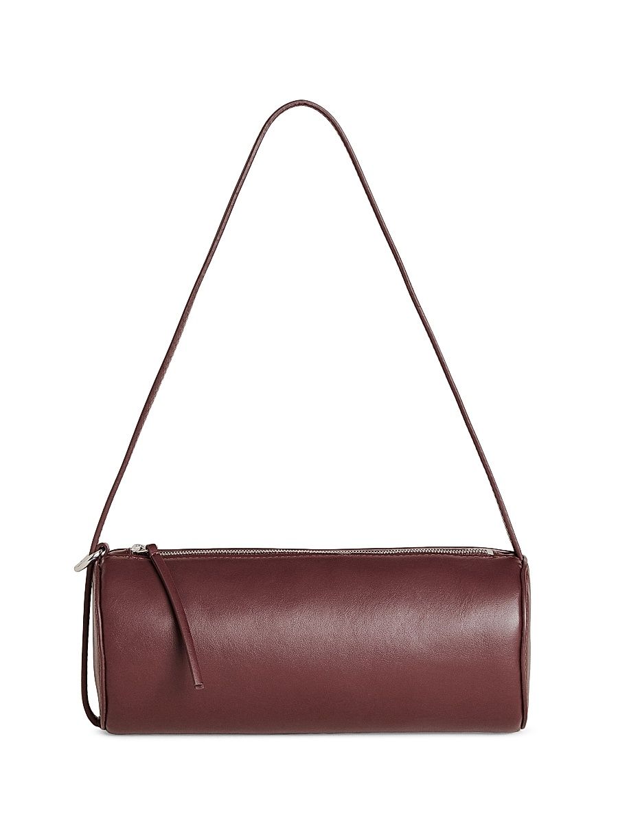 Women's Simona Leather Cylinder Shoulder Bag - Ruby